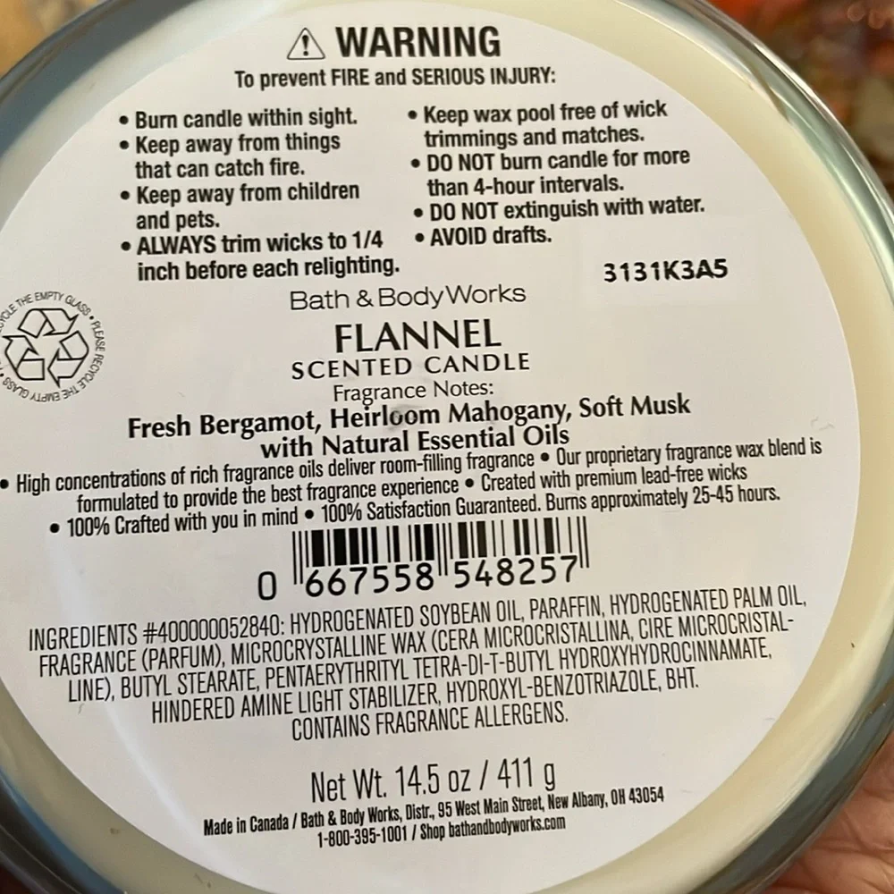 ✨NWT BBW “Flannel” 3 wick candle Slow Clean burning candle For my Man! Love It!